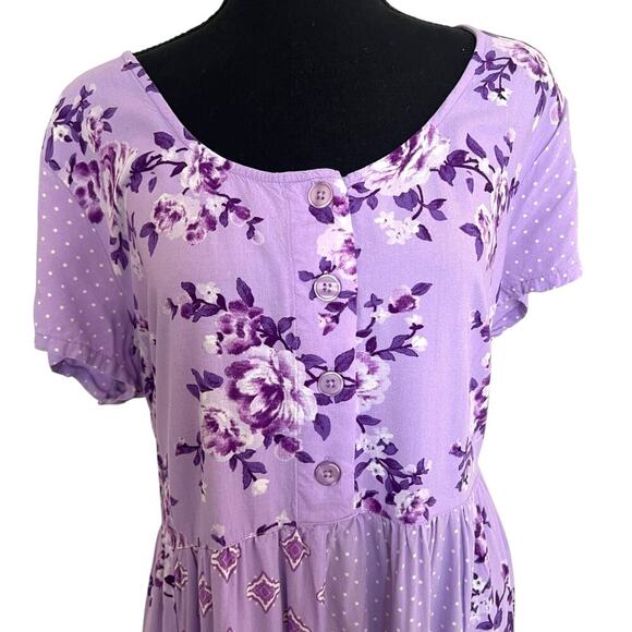 Women Within Women's Plus Boho Floral Mixed Print Maxi Dress Purple Size 22W - Picture 7 of 12